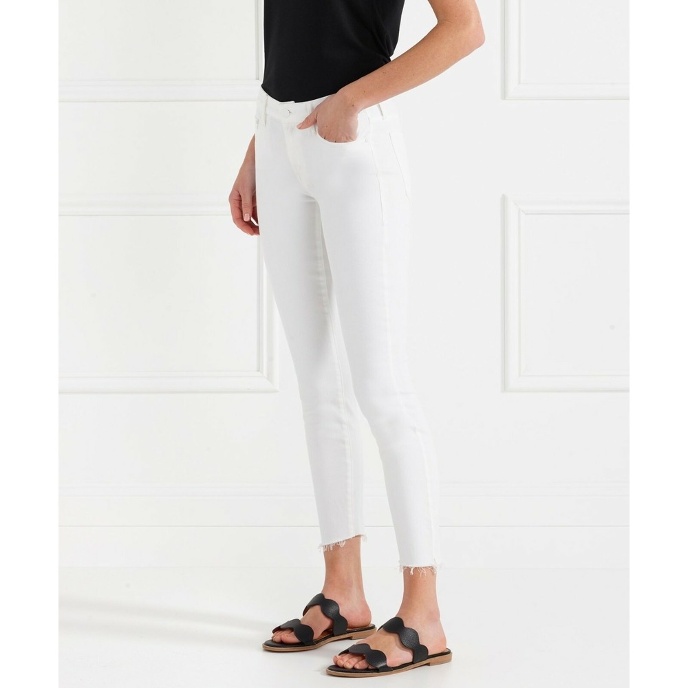 NWT Mother Denim The Looker Ankle Fray Skinny in Glass Slipper White 24, 26 $198